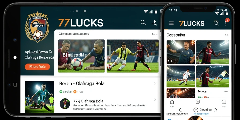 Antarmuka 77LUCKS yang menampilkan berita olahraga bola terkini.
