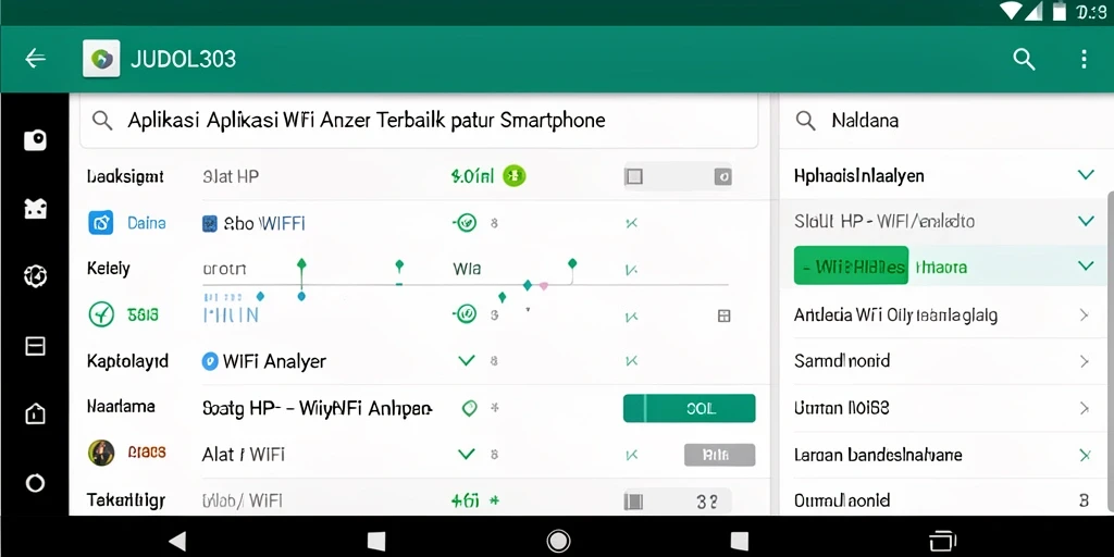 Screenshot utama JUDOL303 menampilkan antarmuka WiFi Analyzer yang informatif.