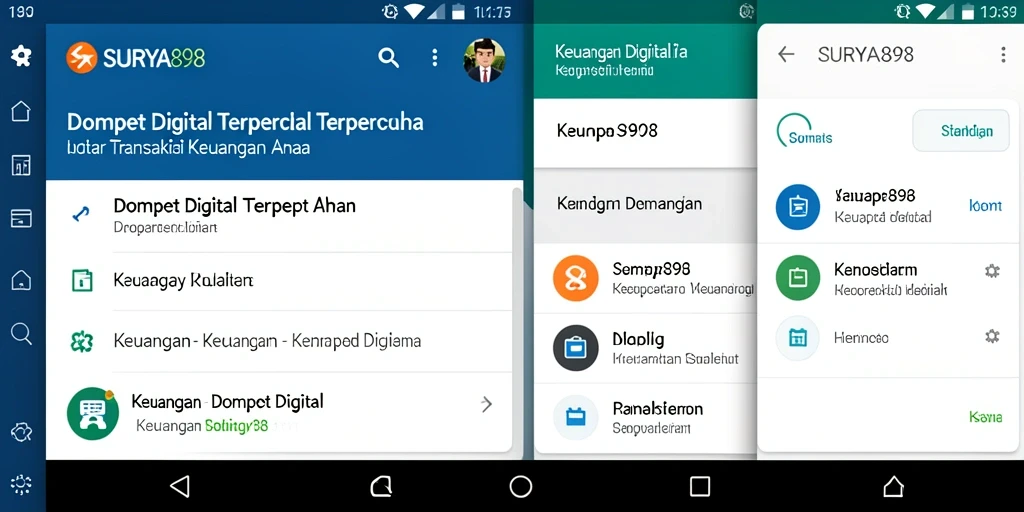 Antarmuka sederhana dan fungsional dari aplikasi Dompet Digital SURYA898.