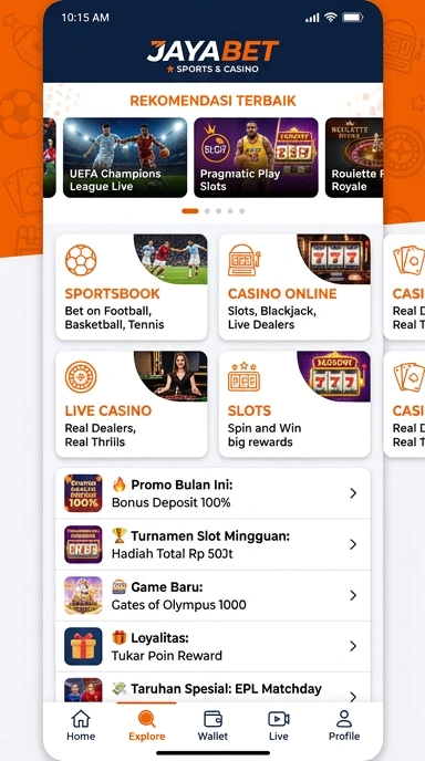 Tampilan katalog aplikasi jayabet